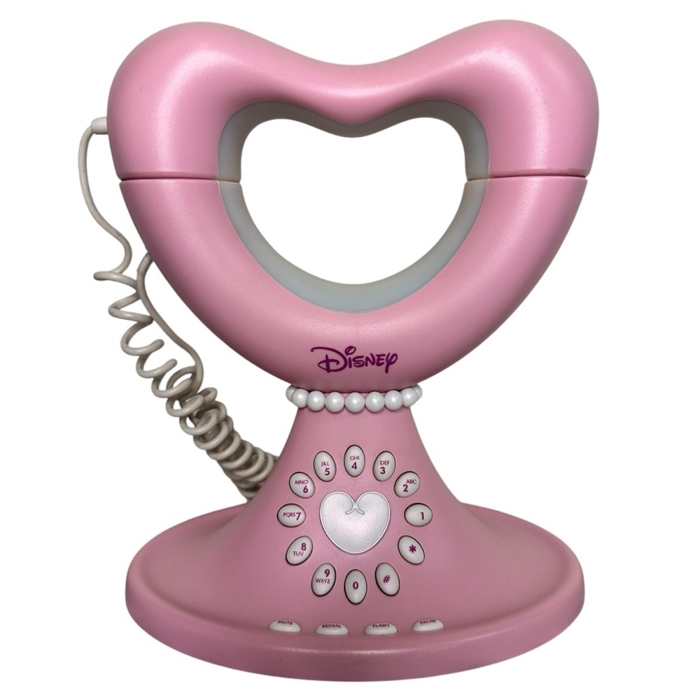 Vintage Disney Princess Pink Corded Home Telephone Girls Heart Shaped 2004